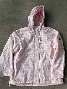 Lands End baby pink gingham spring raincoat jacket NWOT coquette cottagecore